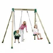 Wooden Double Swing with Nursery Seat